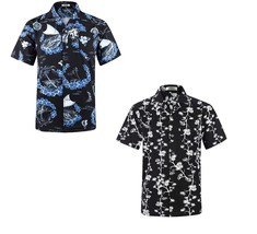 Hawaiian Shirt Short Sleeve 4 Way Stretch Regular Fit Floral Tropical Shirts Med - £11.84 GBP