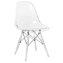 LeisureMod Dover Molded Side Chair with Acrylic Legs in Clear - $97.02