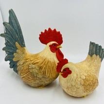 Riverview Rooster and Hen Chicken Figurines Ceramic Pottery Mold Sculptures Set - £57.85 GBP