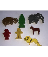 Interesting Vintage Wooden Shapes, Figures &amp; Animals Lot Of 7 Pieces - £5.41 GBP