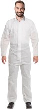 Laminated Non-Woven Fabric Coverall White X-Large Apparel Zipper 5 Pack - £25.30 GBP