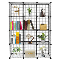 Metal Grid Multifunction Shelving Unit Wire 12-Cube Closet Organizer Bookcase - £50.82 GBP