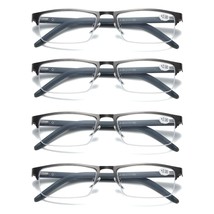 4 PK Mens Half Frame Rectangular Blue Light Blocking Reading Glasses Rea... - £11.64 GBP