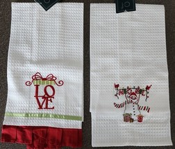 Two (2) C and F ~ Handcrafted ~ Holiday ~ 100% Cotton ~ 16 x 26 Kitchen ... - €25,84 EUR