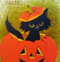 Halloween Tally Game Card Black Cat Inside Pumpkin Original NOS Vintage Foldout - £17.39 GBP