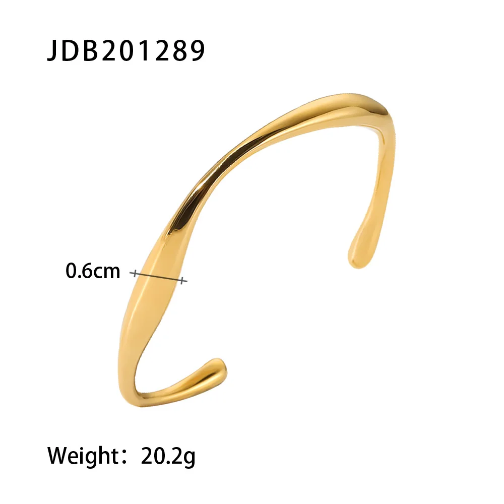 Uworld Classic 18k Gold Plated Stainless Steel Irregular Bangles Stainless Steel - £16.66 GBP