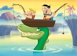 Hanna Barbera &quot; Fred &amp; Barney Fishin&quot; Flintstones Animation Giclee Art Gift - £193.61 GBP