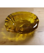 Blenko FreeForm Amber Art Glass Ashtray Trinket Candy Dish Heavy Texture... - $40.32 CAD