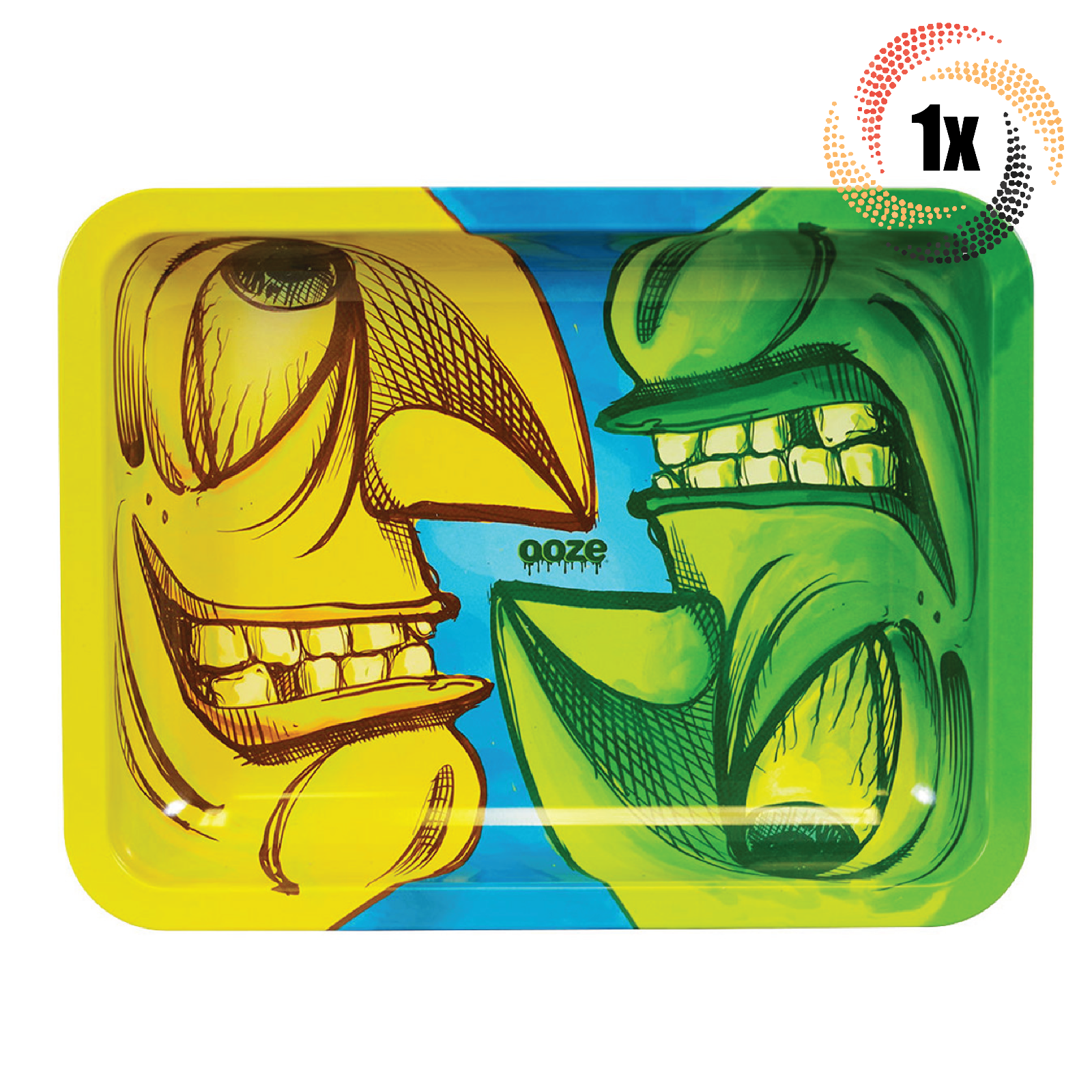 1x Tray Ooze Medium Metal Durable Smoking Rolling Tray | Face Off Design - $17.17