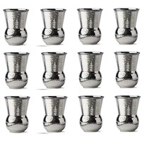 Stainless Steel Hammered Tumbler Moroccan Mughlai Drinking Glass 375ML Set Of 12 - £64.90 GBP