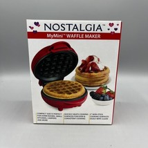 Nostalgia My Mini Waffle Maker 5&quot; Non-Stick Red Easy Clean - £11.84 GBP
