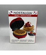 Nostalgia My Mini Waffle Maker 5&quot; Non-Stick Red Easy Clean - £11.67 GBP