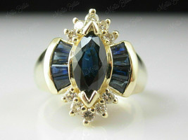 2Ct Marquise Simulate Sapphire CZ Vintage Wedding Ring Yellow Gold-Plated Silver - £61.82 GBP