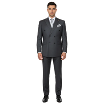 Men Suit BERLUSCONI Turkey Italian Wool 180's Double Breasted UGS94-14 Charcoal image 6