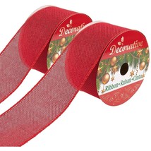 2 Pack Red Burlap Ribbon For Christmas Tree Craft Gift Wraps Decor, 2.5&quot;... - £21.62 GBP