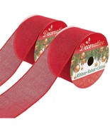 2 Pack Red Burlap Ribbon For Christmas Tree Craft Gift Wraps Decor, 2.5&quot;... - £21.52 GBP