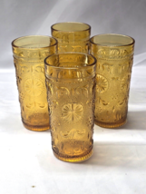 Vintage BROCKWAY GLASS 8 Ounce Flat Tumblers AMERICAN CONCORD AMBER - Se... - $26.38