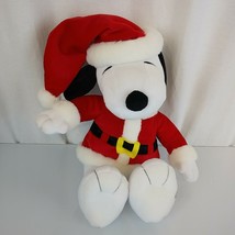 Hallmark Snoopy Plush Santa Coat Hat 15&quot; Stuffed Animal United Feature Syndicate - £23.35 GBP