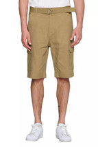 Men&#39;s Khaki Cotton Twill Slim Fit Belted Cargo Camo Shorts w/ Defect 34 - £9.94 GBP