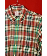 BROOKS BROTHERS 346 MEN&#39;S L PLAID BUTTON SHIRT BURGUNDY KELLY GREEN BLAC... - €16,41 EUR