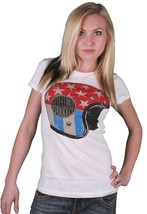 Iron Fist Mujer Blanco Here Comes Trouble Estrella Rayas Moto Casco Cami... - $321.32 MXN