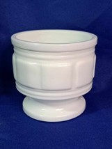 Randall Milk Glass Round Raised Sq Block Design Bulb Planter Bowl Vase - £16.43 GBP