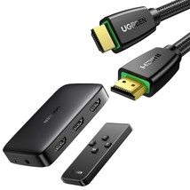 Ugreen Hdmi Switch 3 In 1 Out 4K 30Hz Bundle With 4K Hdmi Cable 6FT Braided 18Gb - £32.25 GBP