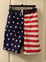 1 Pc Cat &amp; Jack Boys U.S. Patriotic Flag Swim Trunks]= Shorts Drawstring... - £31.47 GBP