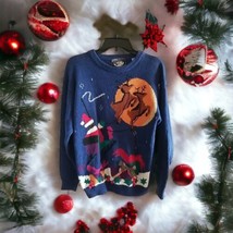Vintage Holiday Traditions  Christmas Sweater Santa Reindeer Gifts Women... - £22.03 GBP