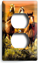 Wild Mustang Horses Beautiful Southwest Prairie Sunset Outlet Wall Plates Decor - £8.01 GBP