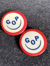 2 - Vintage GOP Smiley Face Political Pinback Buttons - £5.36 GBP