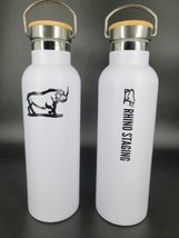 Rhino Staging Logo Sports Water Bottles 25oz 2pc White Staneless Steel New - £16.33 GBP