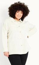 EVANS Denim Twill Shacket in Ivory UK 30/32 PLUS Size (fm36-11) - £40.75 GBP