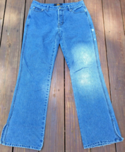 Women&#39;s Route 66 Washed Denim Relaxed Jeans Size 7/8 Wide Legs Split Hems Flaw - £21.30 GBP