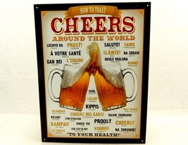 &quot;Cheers Around The World&quot;, 12.5 x 16 Metal Poster, Bar/Man Cave Decor, #... - £7.79 GBP