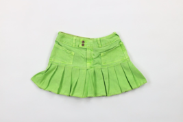 NOS Vintage Y2K Von Dutch Womens XS Spell Out Denim Jean Mini Skirt Gree... - £38.75 GBP