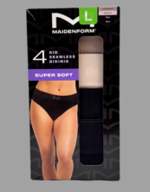 Maidenform Panties Seamless Bikinis (4) Super Soft Ribs Women L (7) Beig... - $22.77