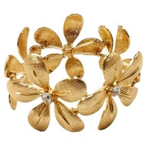 Bijoux Bar Gold Tone Metal Flower Stretch Bracelet - £27.52 GBP