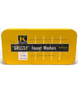Vintage Grizzly Faucet Washers Metal Box-Empty 200 pcs. Tin-Yellow-Segme... - $29.51 CAD