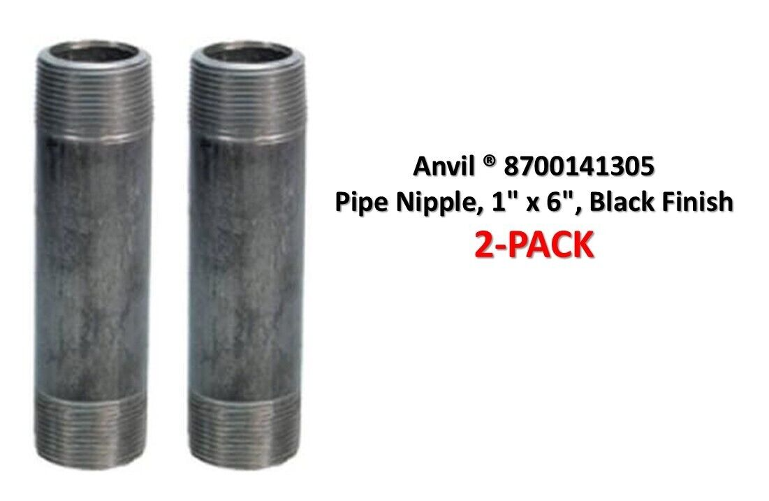Anvil ® 8700141305 Pipe Nipple, 1&quot; x 6&quot;, Steel, Black Finish (2-PACK) - $15.84