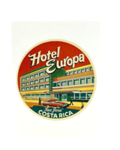 Luggage Label Repro Sticker Exotic Travel Hotel Europa San Jose Costa Rica - $11.57