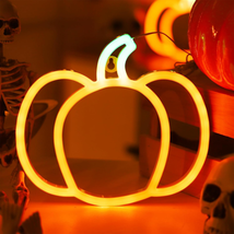Halloween Fall Decorations Pumpkin Lights, Orange Green Neon Signs Light... - $19.68 CAD