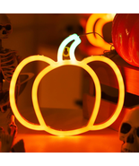 Halloween Fall Decorations Pumpkin Lights, Orange Green Neon Signs Lights, Batte - $14.04