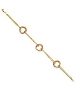 Genuine 14k Tri-Tone Gold Love-Knot Chain 7.5&quot; Women&#39;s Bracelet - $621.24 CAD