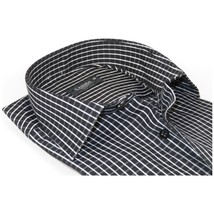 Men's Shirt By CASILA Turkey Cotton Blend Long Sleeves 502050-01 Black Checker image 2