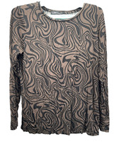 LC Waikiki Women&#39;s Top Size Large Long Sleeve Classic Brown And Black - £18.61 GBP