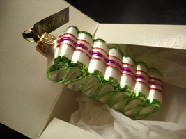 Midwest Of Cannon Falls Christmas Ornament Glass Candy Cane Ribbon Poland Boxed - £12.59 GBP