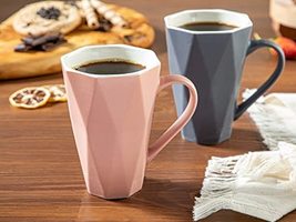 LaModaHome Talia New Bone Grey-Powder Unique Coffee and Tea Cups Set of 2 New Ye - £27.68 GBP