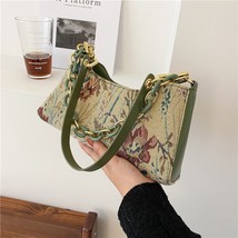 Women&#39;s Bag 2022 French Style Flower Embroidery Hand Bag Thick Chain Top Handle  - £24.74 GBP