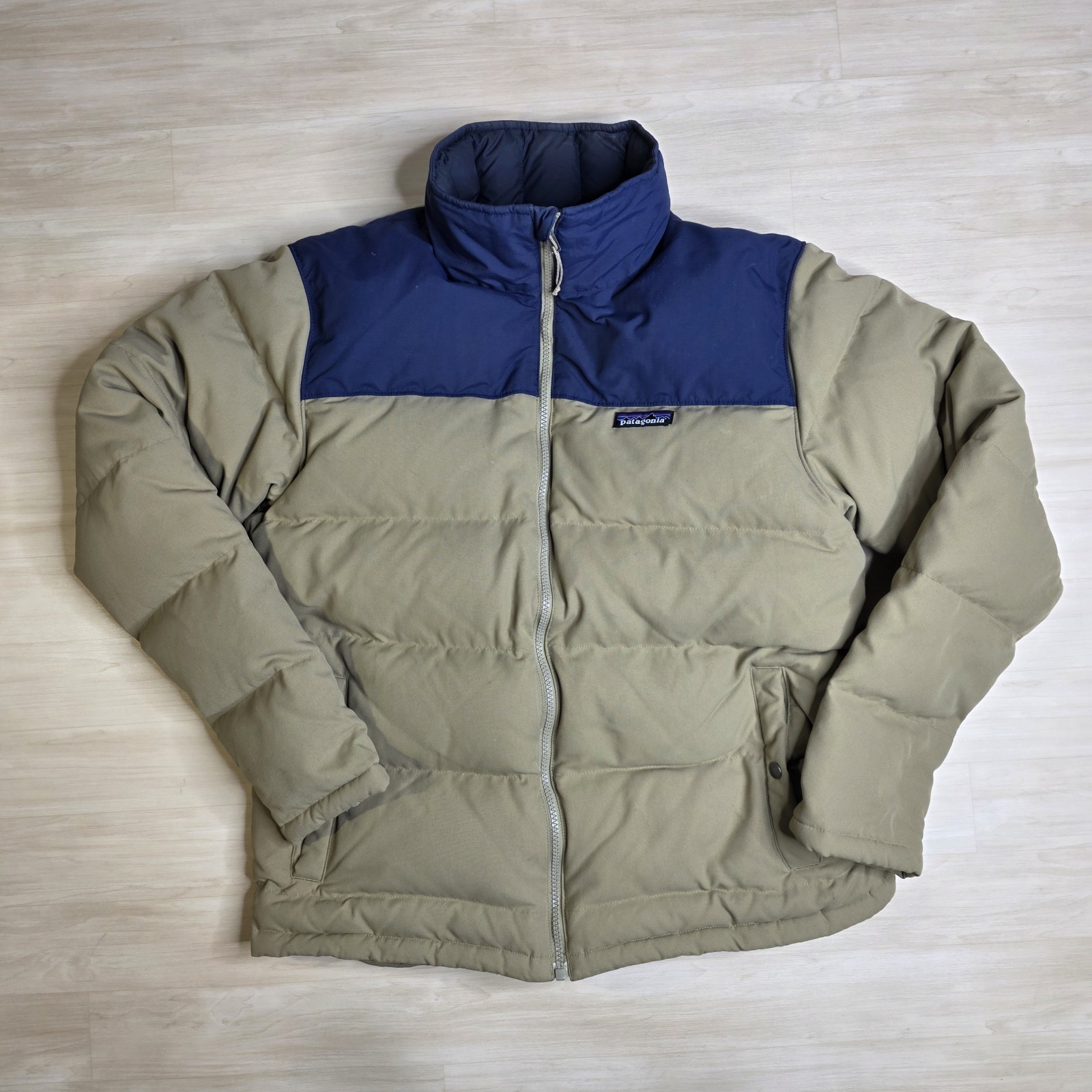 Patagonia Bivy Duck Down Zip Insulated Puffer Jacket 28322 Blue/Brown Sz... - $148.39
